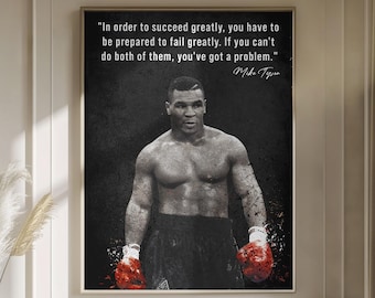 Mike Tyson Poster, Art Discipline Motivational Quotes Wall Decor Mike Tyson Boxing Legend, Sports Wall Art Iconic Gym Wall Decor Art