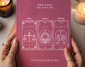 Birth Chart Custom Astrology Reading, Personalised Hardback Book, Custom Made Birth Natal Chart Report 80 Pages - Alchemy Space Cover Design