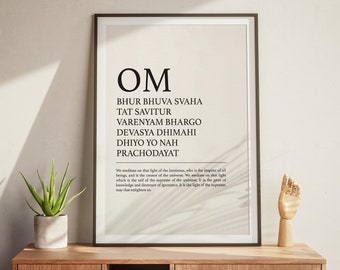 Om symbol mantra chant printed poster gayatri