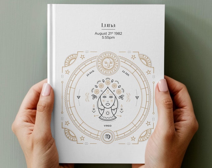 Birth Chart Custom Astrology Reading, Personalised Hardback Book, Custom Made Birth Natal Chart Report 80+ Pages