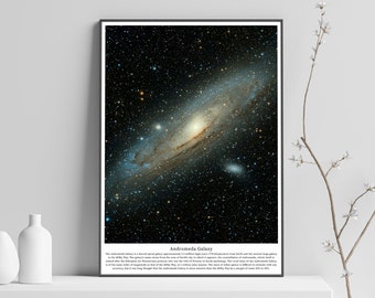 Pôster espacial, pôster da Galáxia de Andrômeda, Telescópio Hubble, pôster impresso em alta qualidade