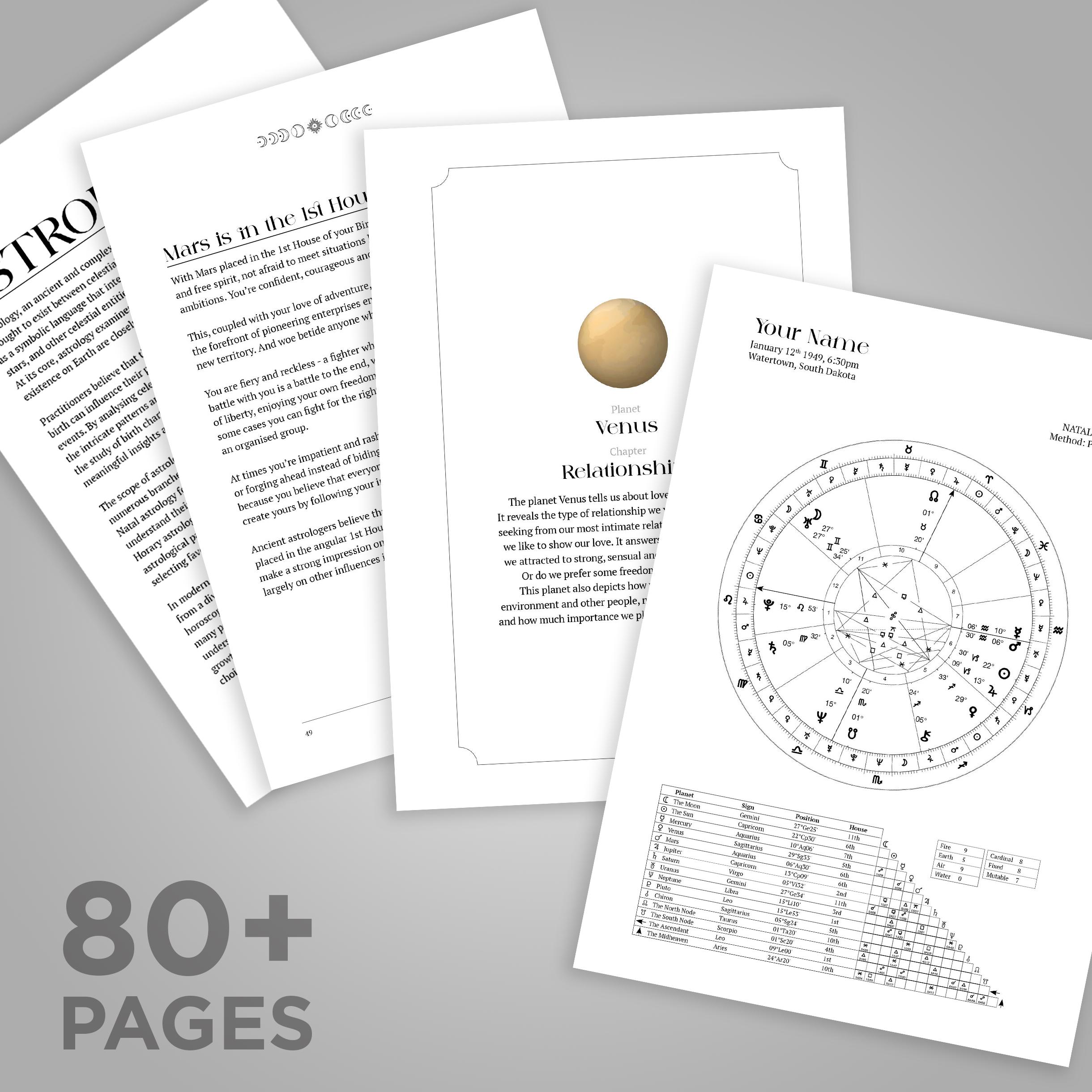 Birth Chart Book Custom Astrology Reading, Personalised Hardback Book ...