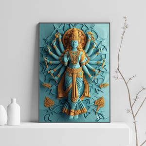 Durga printed poster ISKCON Hare Krishna Sacred Geometry T shirt, Yoga Meditation Spiritual Mindfulness Gift Unisex
