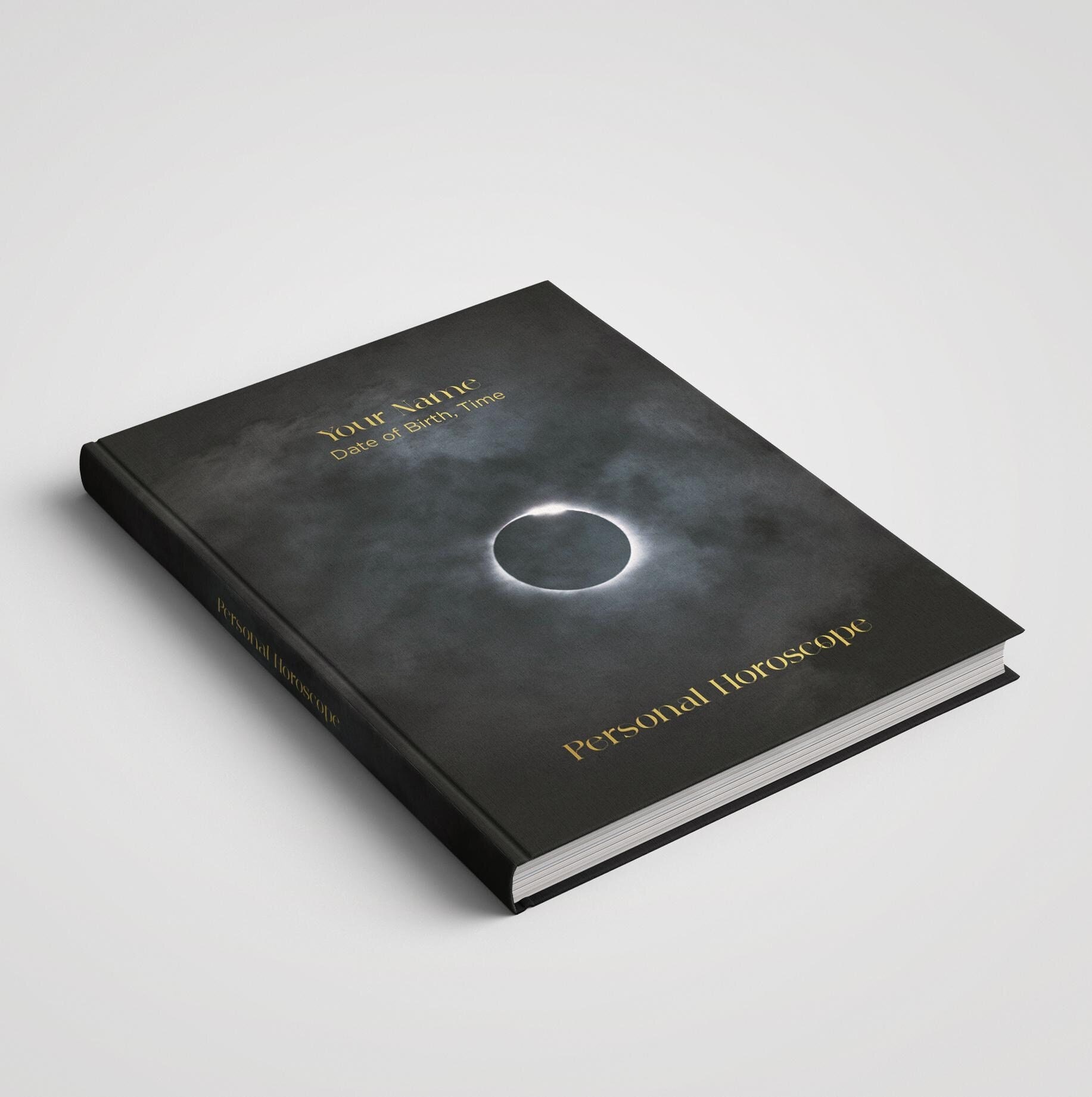 Birth Chart Custom Astrology Reading, Personalised Hardback Book, Custom Made Birth Natal Chart Report 50 Pages - Eclipse design
