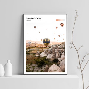 Cappadocia Turkey, hot air balloon printed poster, high quality