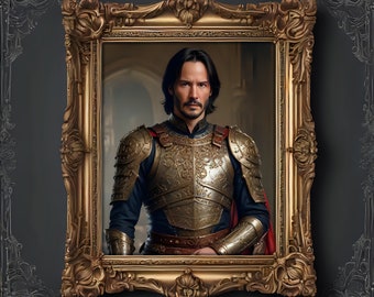 Keanu Reeves Vintage Poster, Classical Painting, Regal art, General, John Wick, Matrix, Actor Print, Celebrity