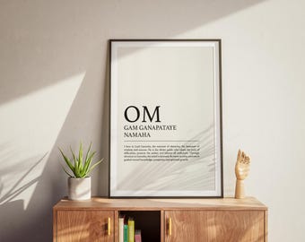 Om symbol mantra chant printed poster gayatri