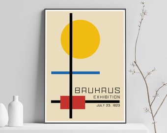 Bauhaus Exhibition printed poster, Mid Century Modern, Vintage Geometric Wall Art, Retro Cool