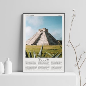 Mexico Tulum poster, Maya piramide poster reizen print