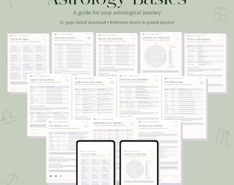 Astrology 101 Cheat Sheets, Zodiac Signs and Birth Charts, Printable Digital Astrology Guide for Beginners and Beyond