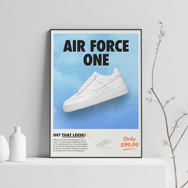 Gedrukte Nike Air Force One-poster