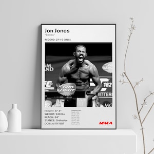 Jon &quot;Bones&quot; Jones Poster, Mixed Martial Arts Print, MMA Artwork