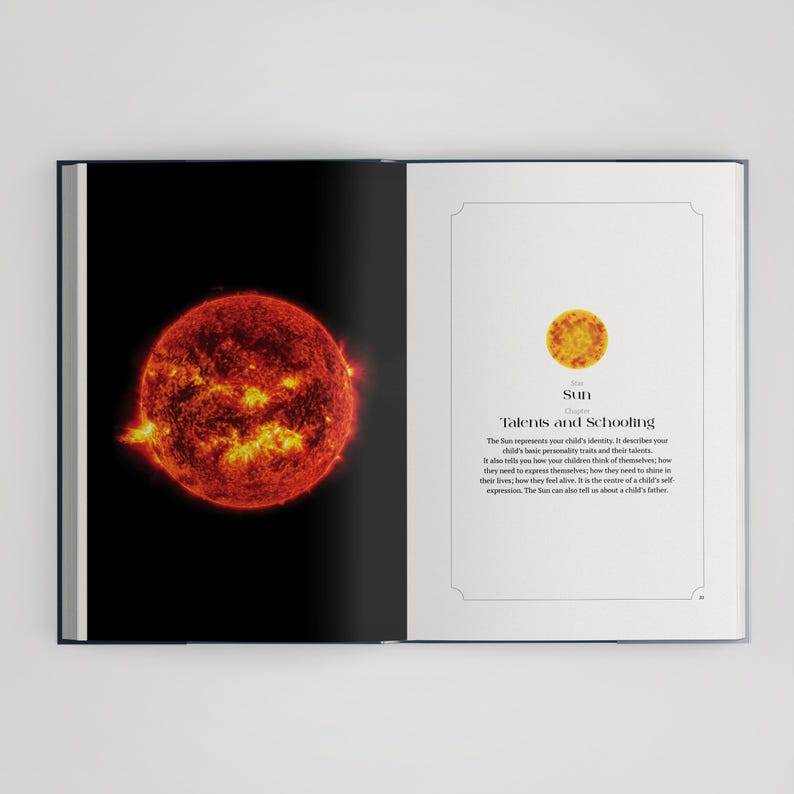 Children and Baby Birth Chart Custom Astrology Reading, Personalised Hardback Book, Custom Made Birth Natal Chart Report, New born baby gift image 3