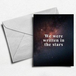 We waren geschreven in de sterrenkaart, romantische cadeaubon, trouwdagkaart, ruimte liefdeskaart