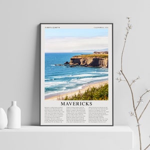 Mavericks California surfing poster travel print