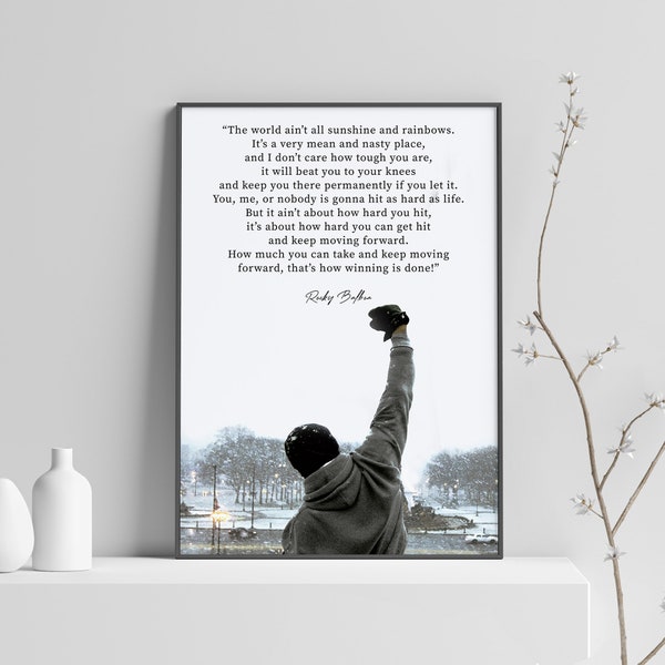 Rocky Motivational Quote printed poster, Movie Quote Rocky Balboa