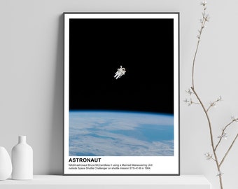 Astronaut in Space Poster, Space Posters Wall Art Print, James Webb Space Telescope First Images