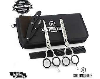 Professionele Kapper Haar Knippen Dunner Schaar Zilveren Set 5,5" Salonkappers + Gratis Scheermes & Kam