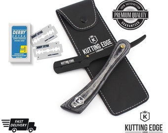 Maquinilla de afeitar vintage de filo recto, maquinilla de afeitar de corte recto de barbero con hojas reemplazables, afeitado profesional + estuche gratis, gran regalo