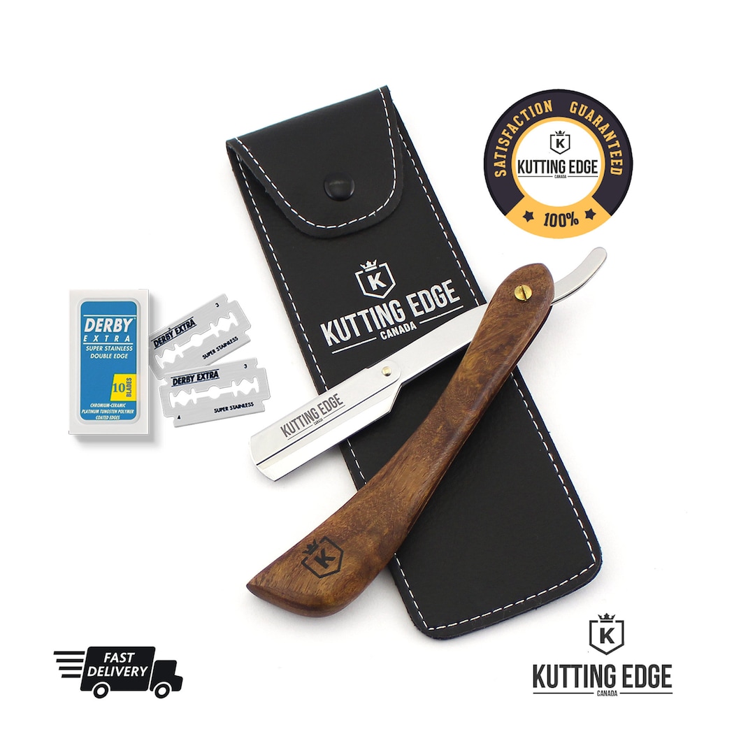 Barber Pouch Razor Barber Straight Cut Throat Shaving Razor With Wood Handle Straight Edge ...