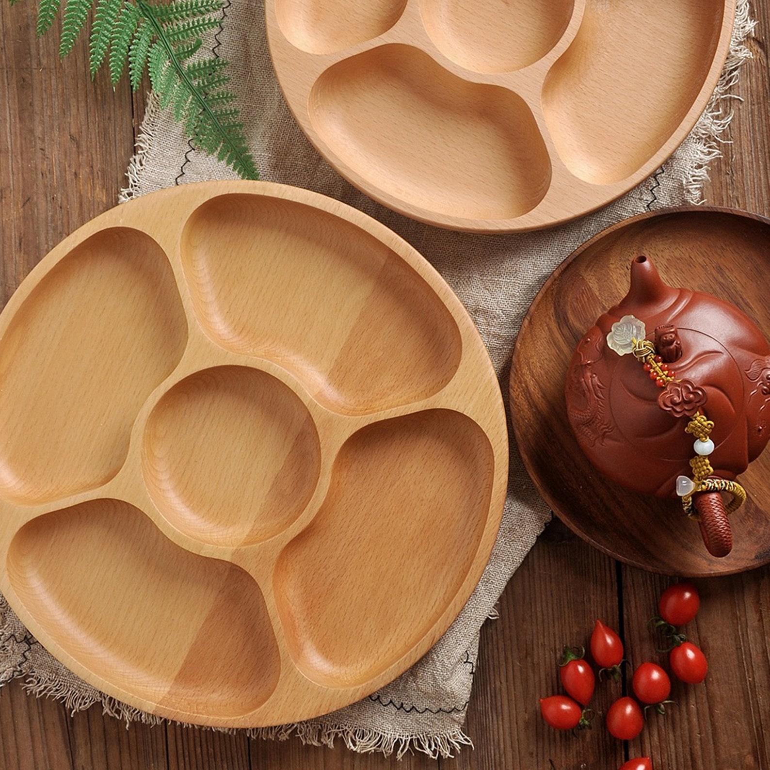 New Wood Appetizers Serving Dish Household 5 Compartments Etsy