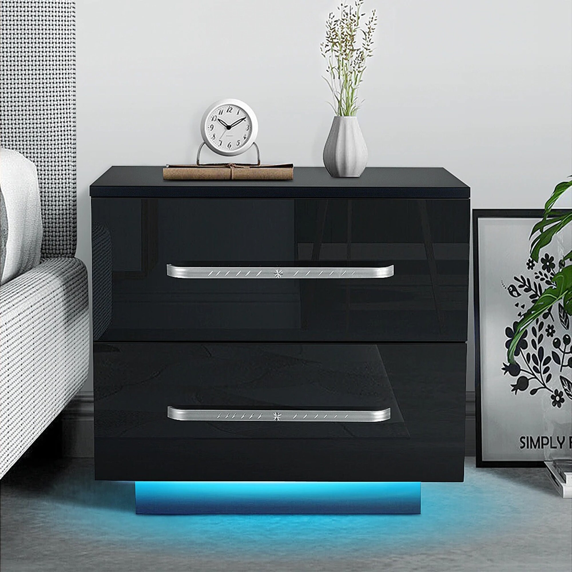 New Nightstand with LED Drawer Organizer Storage Etsy