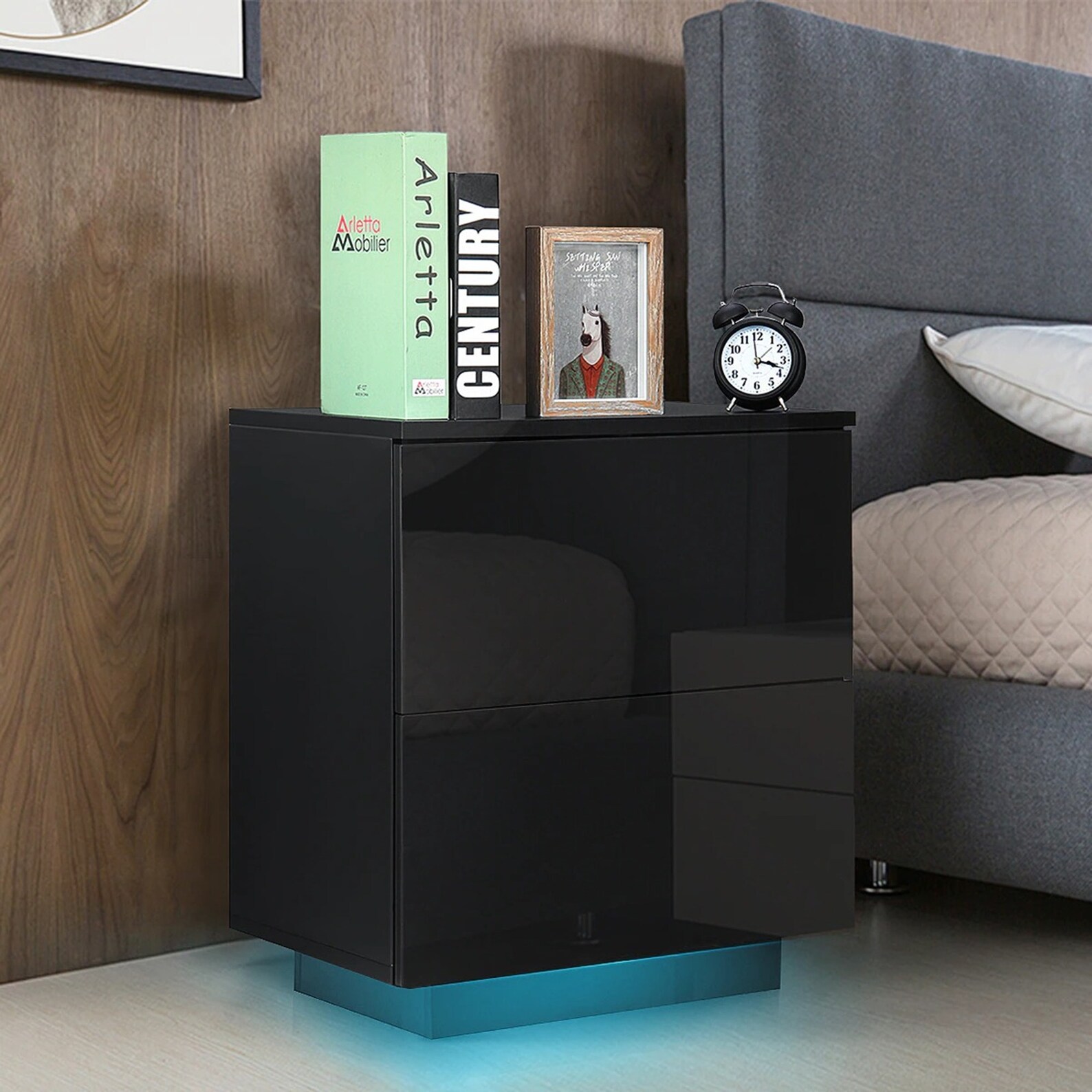 New Nightstand with LED Drawer Organizer Storage Etsy