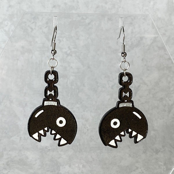 Chain Chomp Earrings | Mario Bros Ball n' Chain | Handmade & Hand Painted