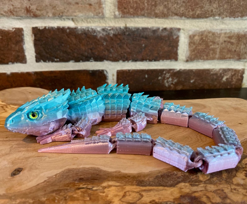 3D Printed Articulated Skink Lizard With Eyes Multicolor Etsy