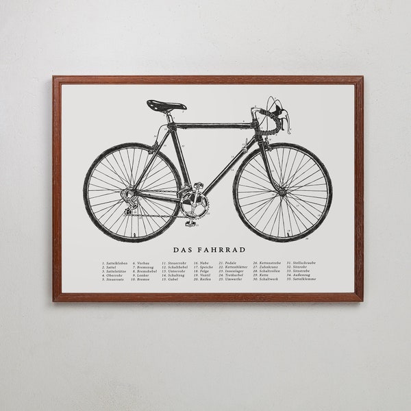 Das Fahrrad * Kunstdruck DIN A4 und DIN A5 * Poster Zeichnung Bild Fahrradbild Fahrradzeichnung Interieur Wandschmuck Bilder Fahrräder *