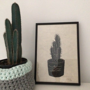 Stampa Cactus Lino su carta Himalayan Lokta
