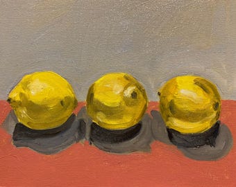 Citroenen - Stilleven, olieverfschilderij - Schone kunsten