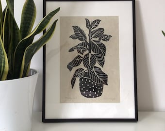 Fiddle-Leaf Fig Tree Lino print