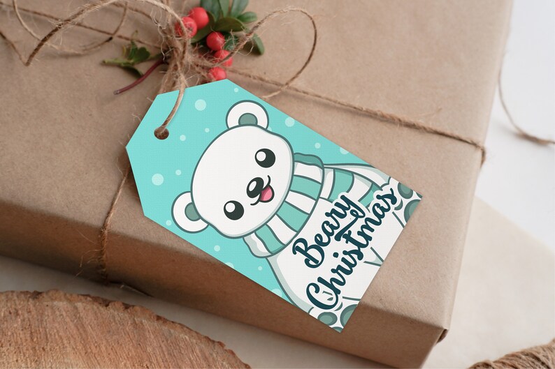 Beary Christmas Gift Tags Printable. Cute Snow Polar Bear - Etsy Australia