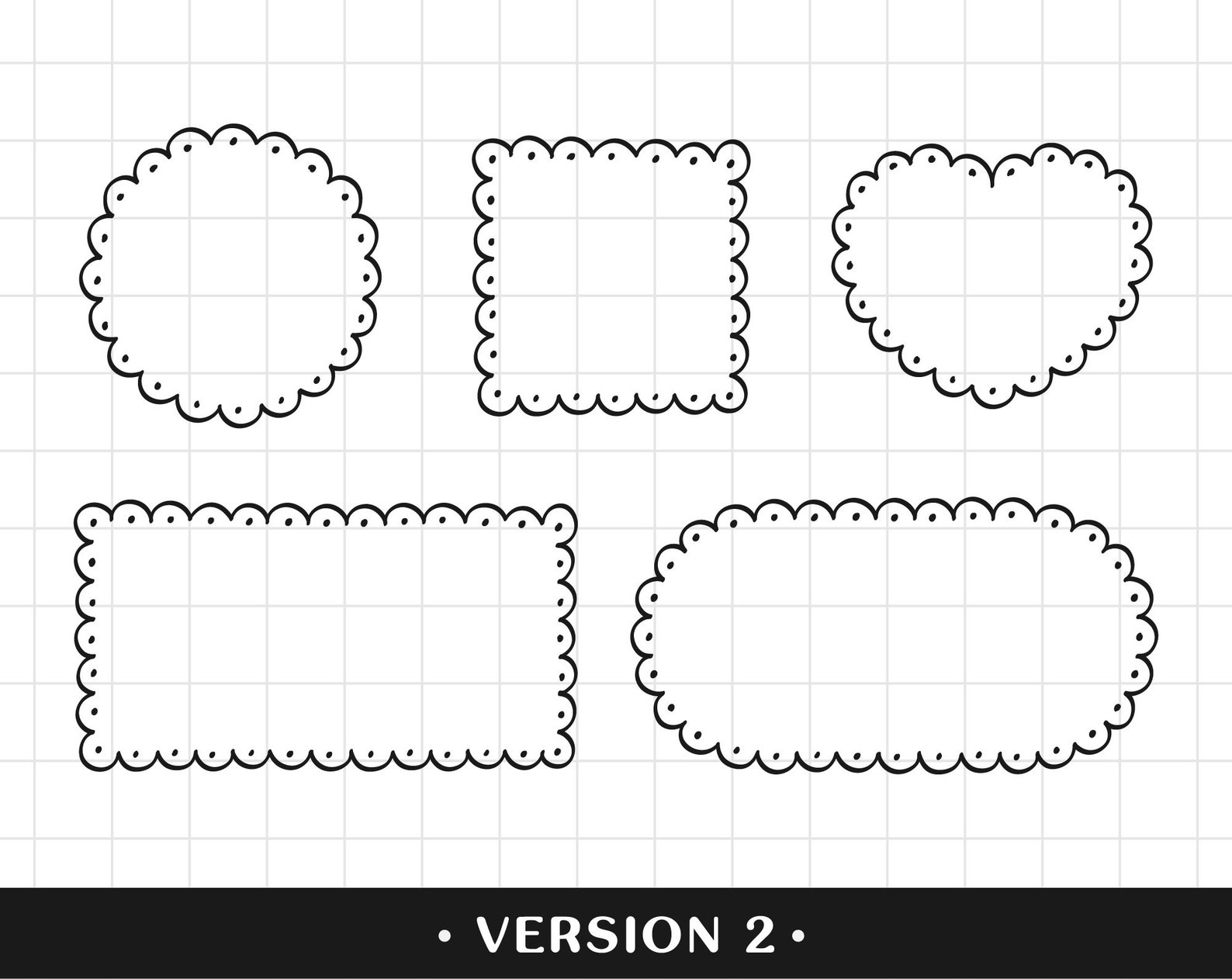 Scallop Frame Clipart Doily Doodle Frames Digital Stamp Hand Etsy