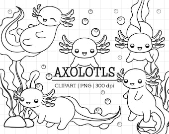 Clipart de arte lineal de Axolotl. Contorno de salamandra. - Etsy España Clipart de arte lineal de Axolotl. Contorno de salamandra. - Etsy España