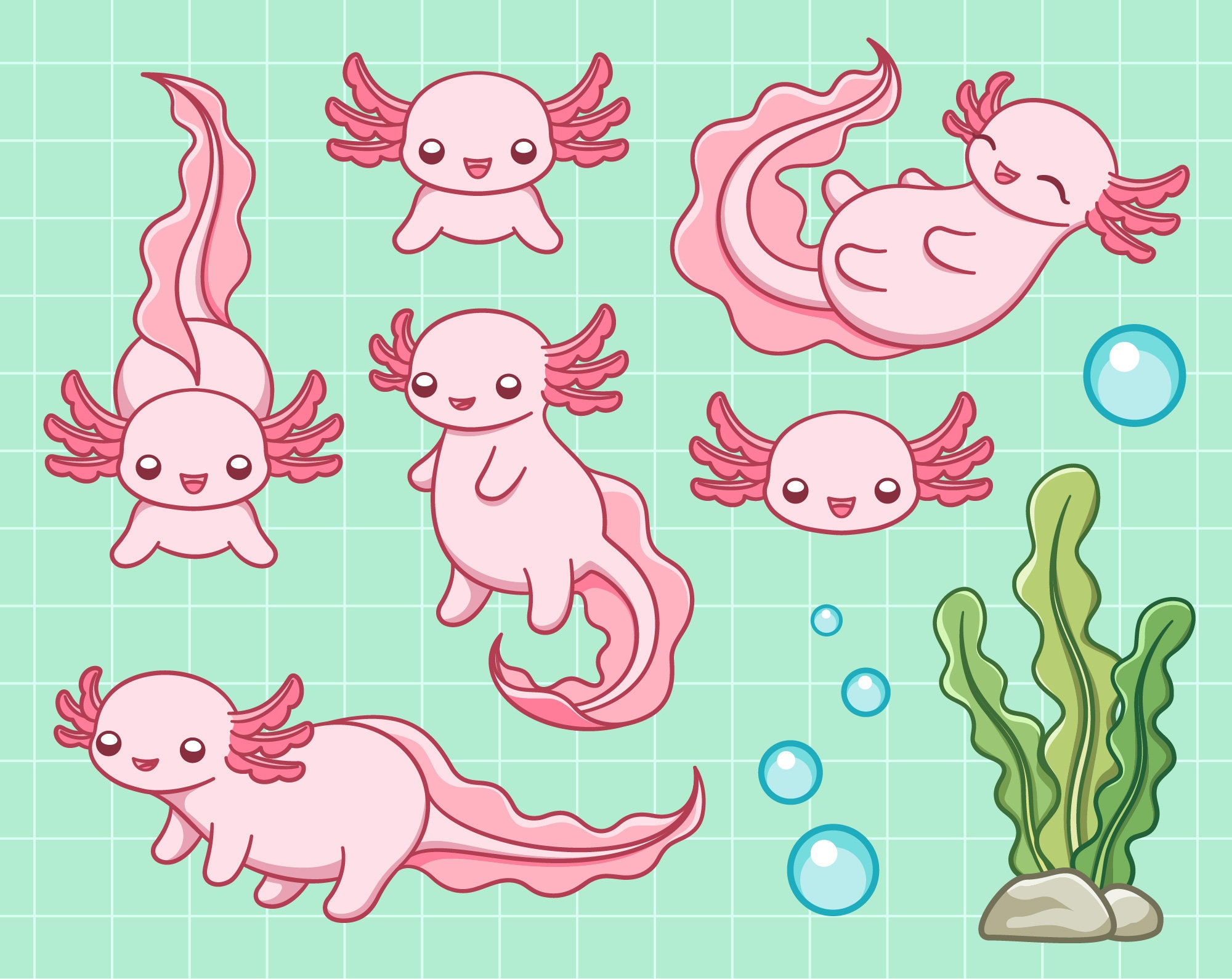 axolotl clipart cute axolotl clip art printable stickers