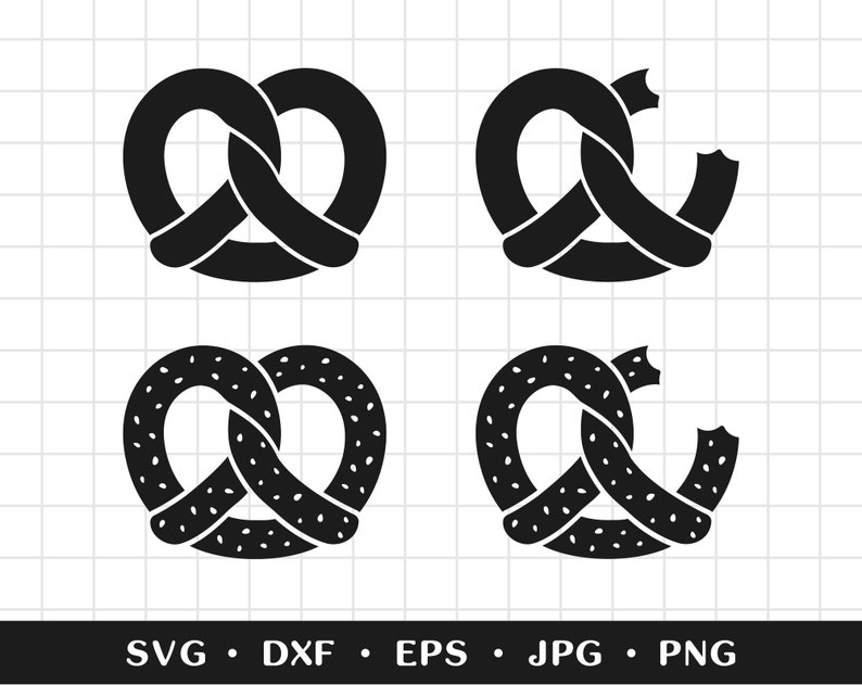 Pretzel With Bite Svg, Baked Pretzels Eaten Silhouette. Personal