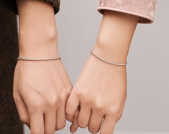 Sterling Silver Couples Bracelets, Custom Boyfriend Couple Bracelet Sets,His & Her Matching Bangle Adjustable Engraved For Lover Bestfriends