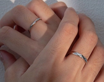 Bague de couple personnalisée en argent sterling, parure de bijoux promesse en zircone, meilleur cadeau pour un amoureux ou un meilleur ami