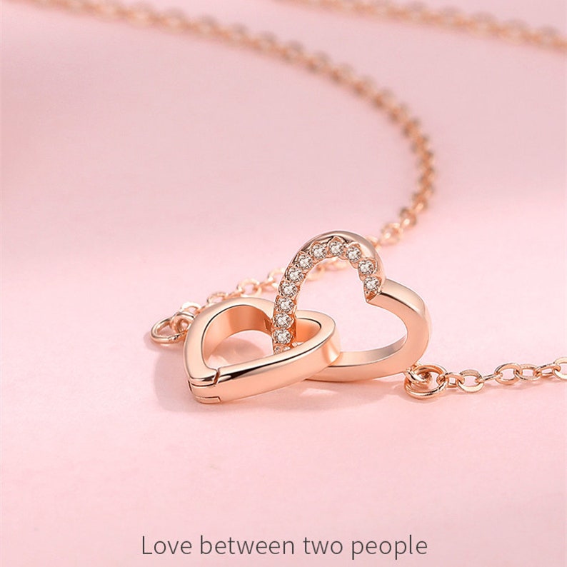 Anniversary Gifts Bridesmaid Gift Bride Choker Necklace Dainty Choker Necklace Y-shaped Love Pendant Necklace Heart to Heart Necklace