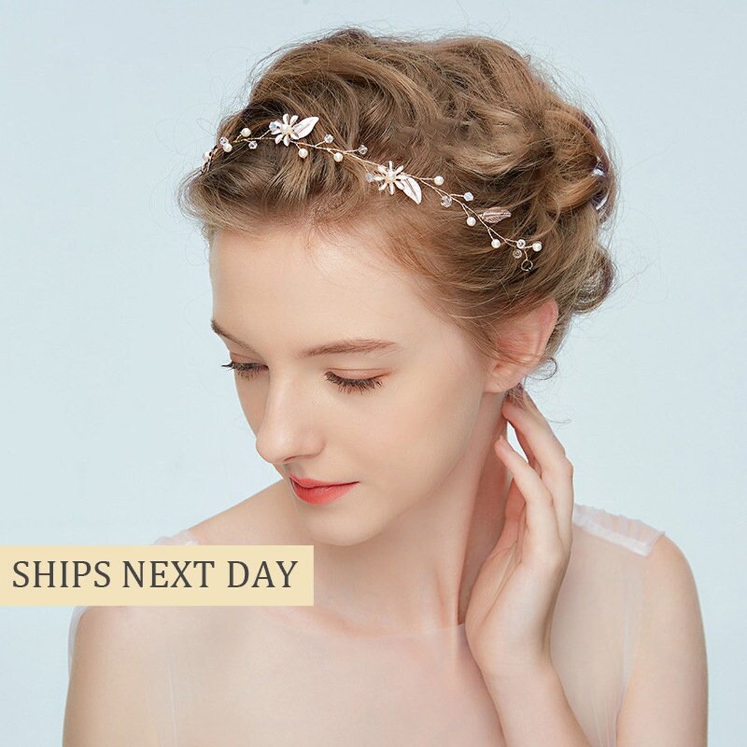 Women Headpiece, Crystal Pearl and Zircon Head Band, Bridal Hair