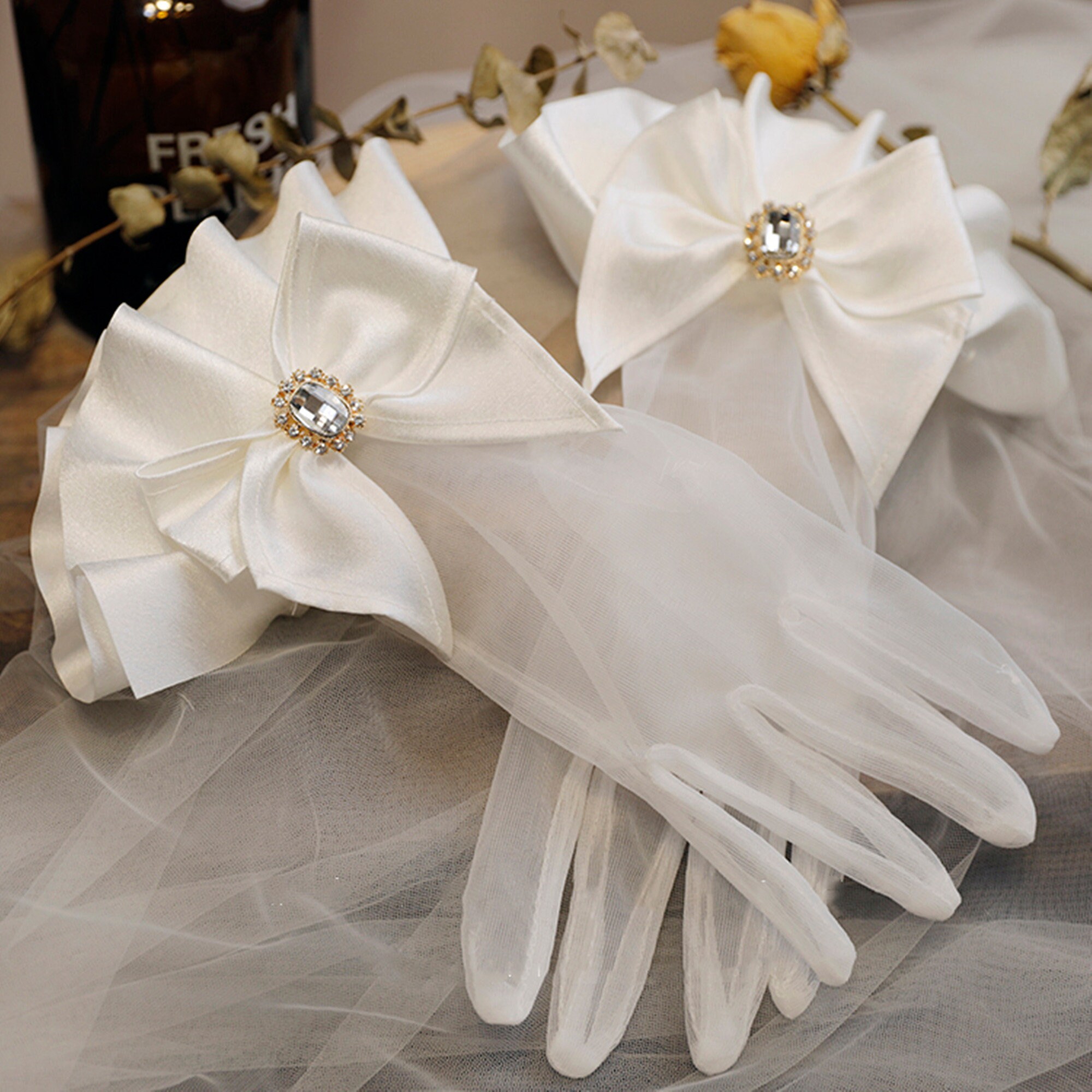 Women Gloves with BowsWhite Satin GlovesVictorian Handmade Etsy