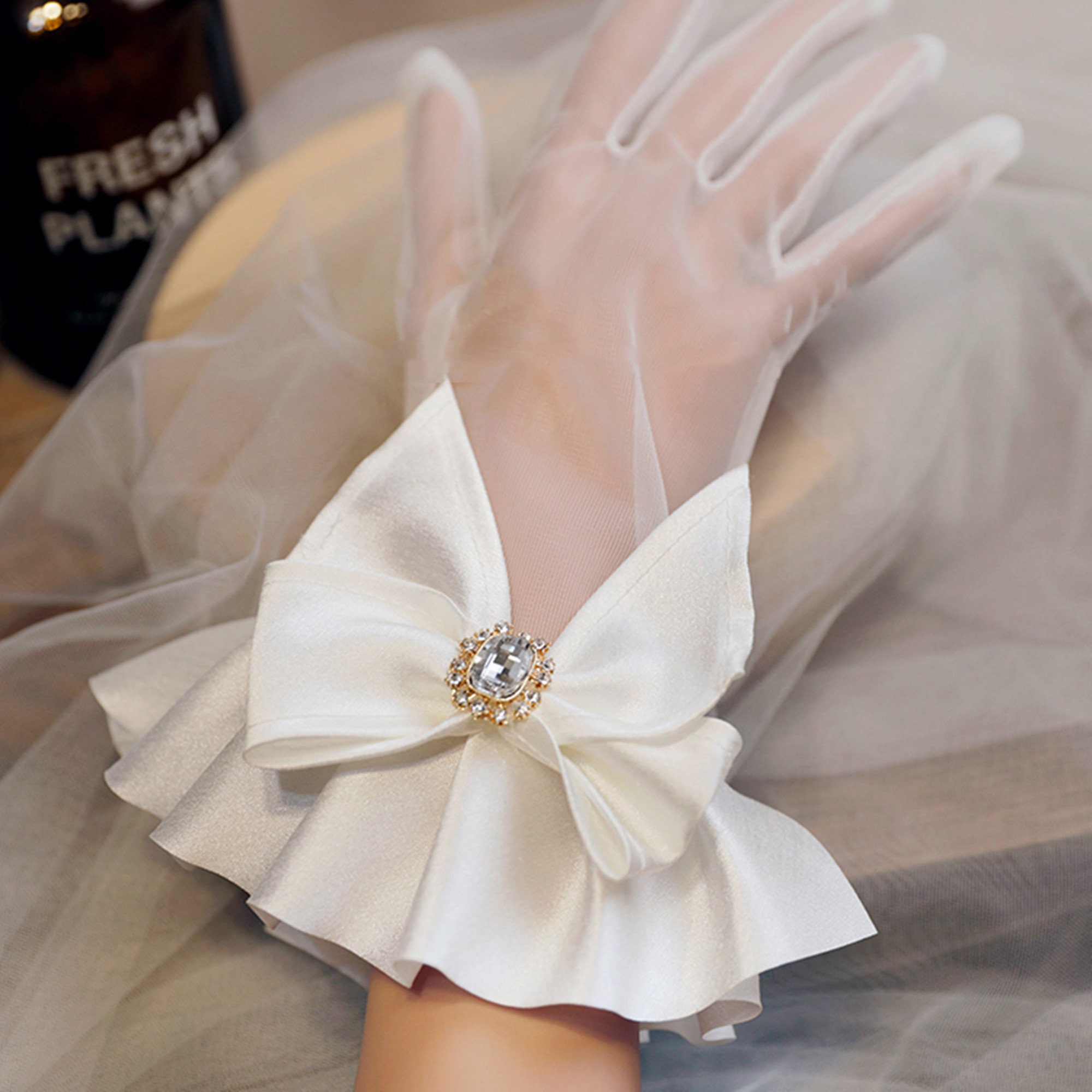 Women Gloves with BowsWhite Satin GlovesVictorian Handmade Etsy