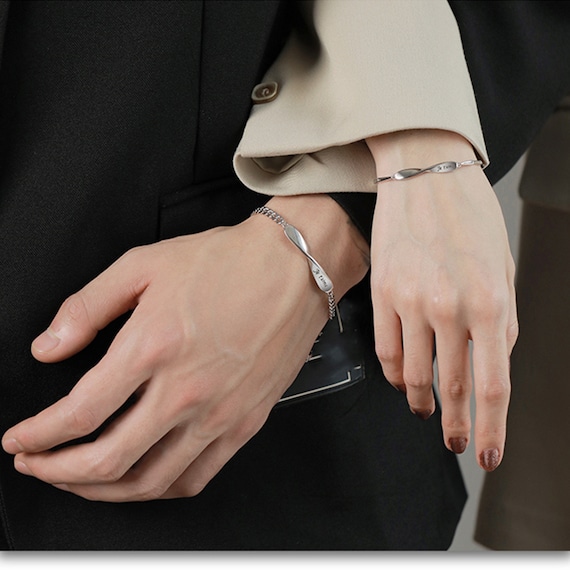 Personalized Silver Couples Bracelets BFF Long Distance Bracelets