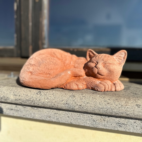 Toocook Gatto in terracotta artigianale per arredo giardino decorazione unica e resistente alle intemperie