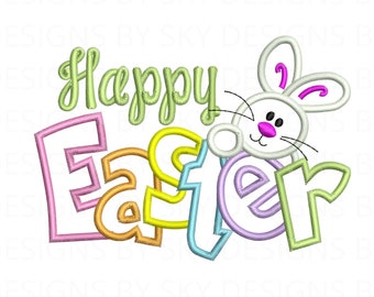 Feliz conejito de Pascua conejo máquina bordado archivo de diseño, diseño de bordado de Pascua, descarga digital, descarga instantánea - PES, EMB, DST