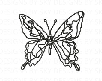 One Line Art Abstract Butterfly Machine Embroidery Design File, Butterfly Embroidery Design, Instant Download
