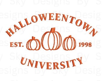 Archivo de diseño de bordado de máquina de HalloweenTown, Diseño de Halloween de calabaza de la Universidad de Halloween, descarga instantánea