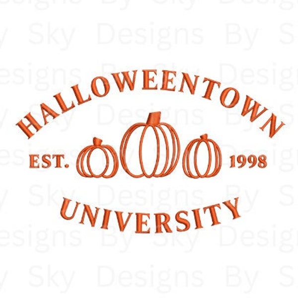 HalloweenTown Machine Borduurwerk Design File, Halloweentown University Pompoen Halloween Design, Instant Download